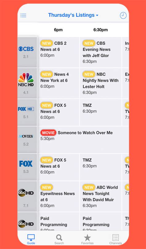 tv tonight schedule by genre