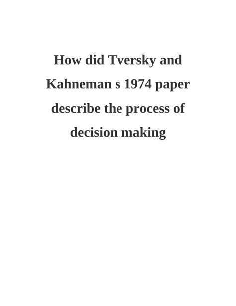 tversky and kahneman 1974 found that