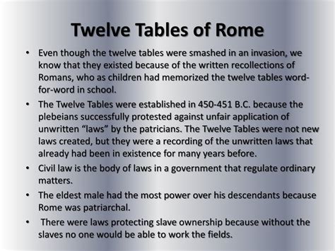 twelve tables of roman law summary