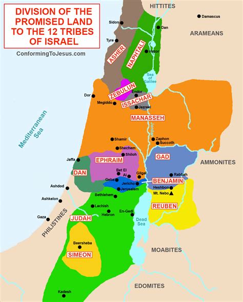 twelve tribes map israel promised land