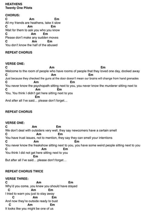 twenty one pilots heathens ukulele chords