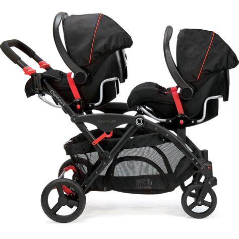Baby Trend Sit N' Stand Double Stroller and 2 Infant Car Seats Combo