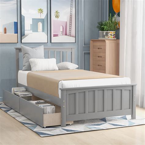 Twin Beds Gray