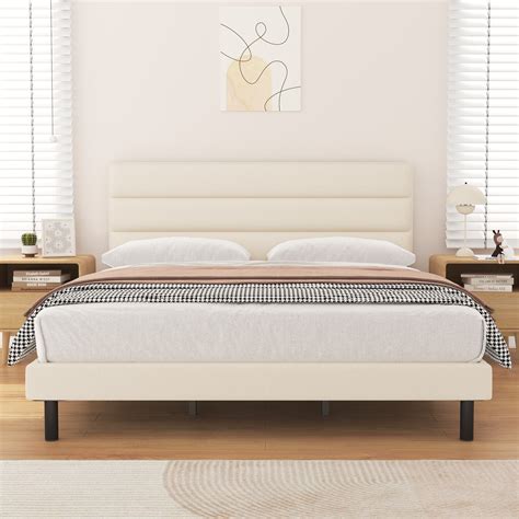 Twin Size Platform Bed Beige