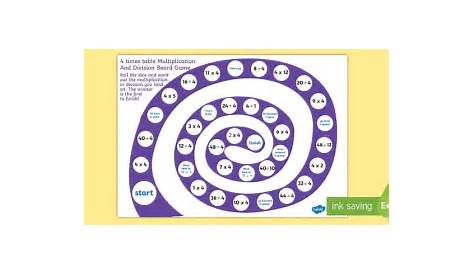 4 Times Table Multiplication And Division Board Game - board