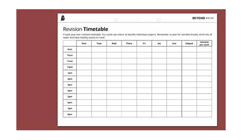 Revision Timetable Printable Set Study Schedule Weekly - Etsy