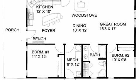 Traditional Style House Plan - 2 Beds 2 Baths 1200 Sq/Ft Plan #25-105