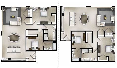 3-Bedroom Loft / 3- or 4-Bath (1,544 Sq. Ft.) Floorplan - The Crestwood