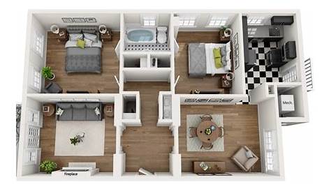2 Bedroom 2 Bathroom Style D2 – Lilly Preserve Apartments