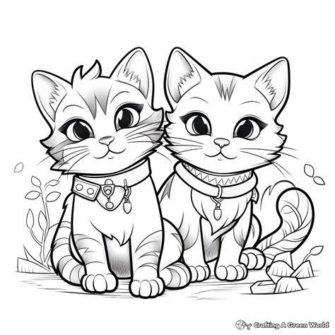 Two Cats Coloring Page