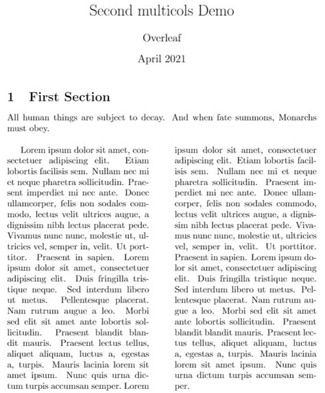 Two Column Format Latex