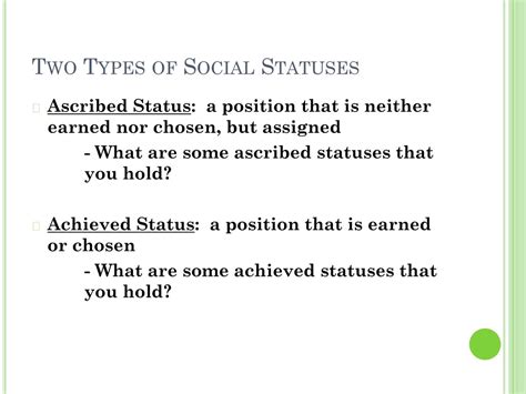 Two Examples Of Social Statuses