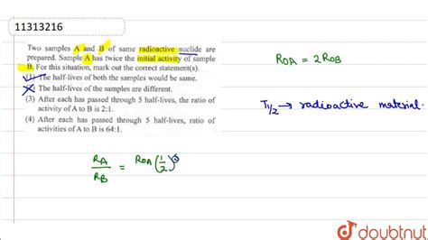 Two Samples A And B Of Same Radioactive Nuclide