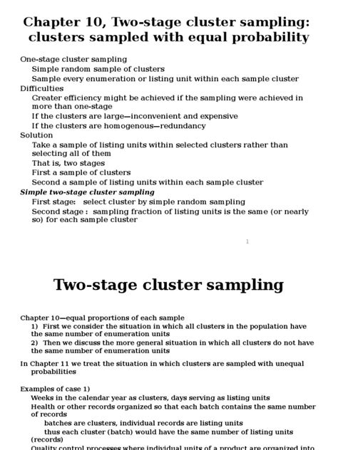 two stage cluster sampling pdf