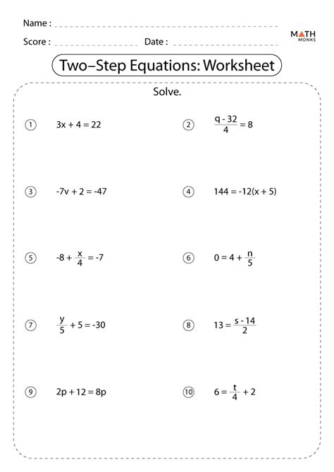 two step equations worksheet pdf grade 8