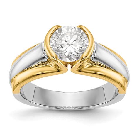 two tone solitaire engagement rings