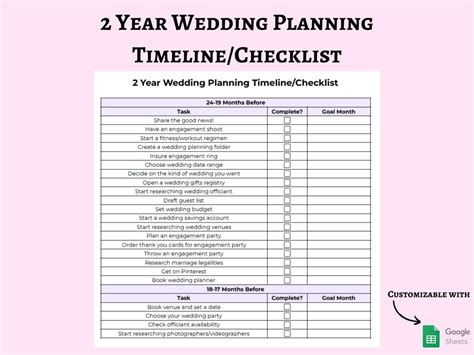 Two Year Wedding Planning Timeline