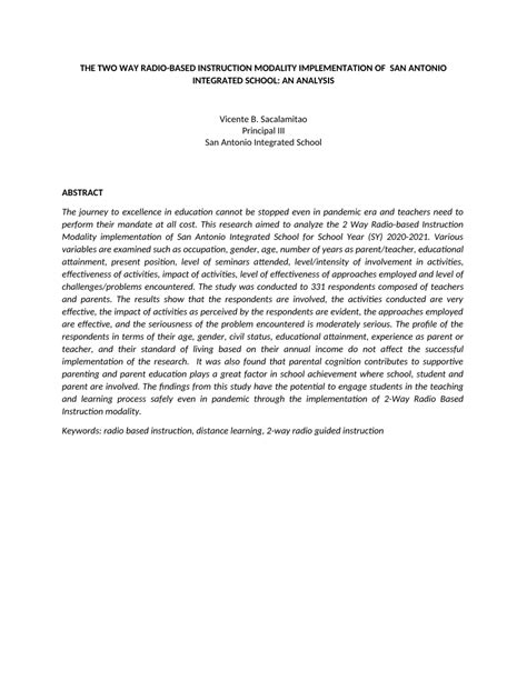 Two-Way Radio Based Instruction