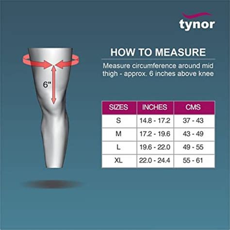 Tynor Thigh Support Size Chart