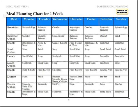 Type 1 Diabetes Meal Plan Example