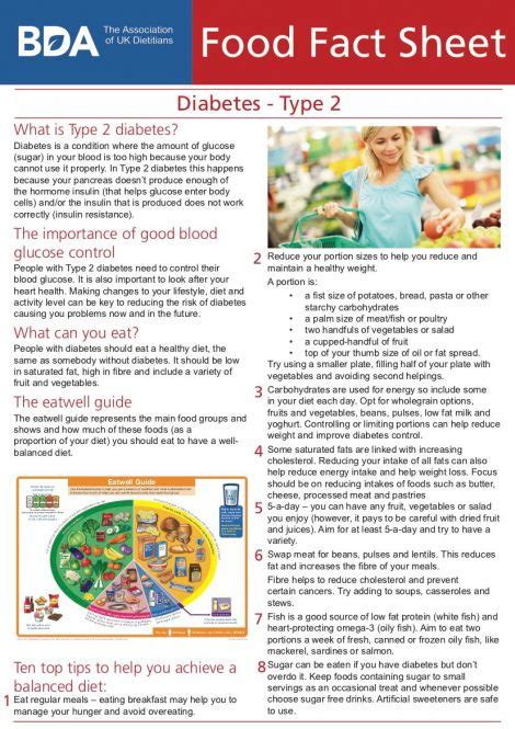 type 2 diabetes bda food fact sheet