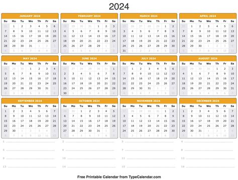 Type Calendar 2024
