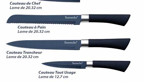 Lot 5 couteaux de cuisine assortis couteau de chef, pain