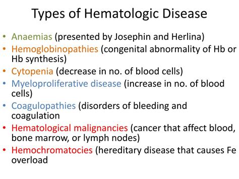 Types Of Hematologic Disease