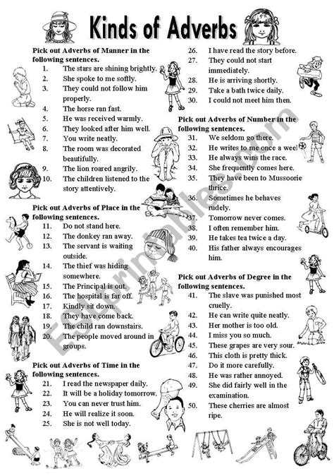 types of adverbs exercises with answers pdf