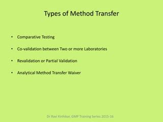 types of analytical method transfer