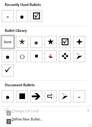 types of bullet points in word