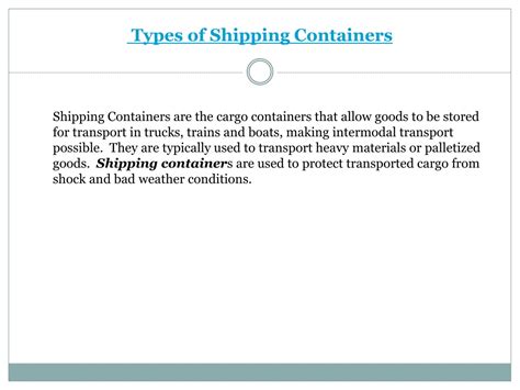 Types Of Containers Ppt