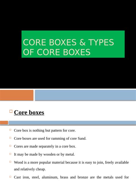 Types Of Core Boxes