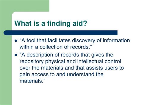 Types Of Finding Aids
