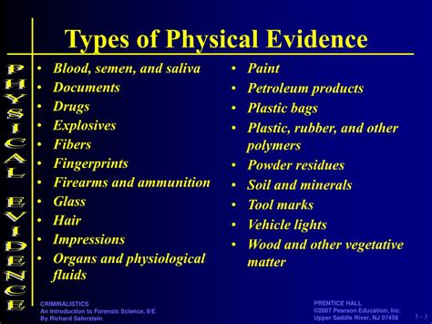 types of forensic evidence notes