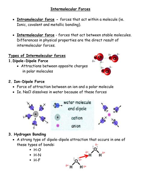 types of intramolecular forces of attraction