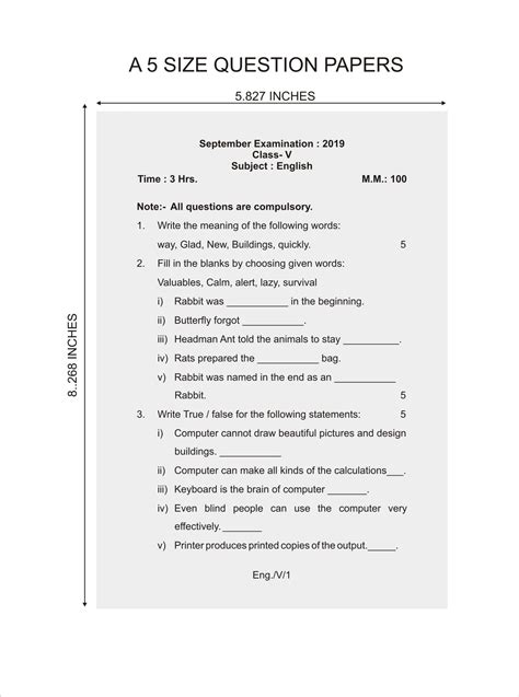 types of questions in question paper