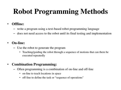 types of robot programming methods