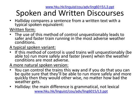 types of spoken and written discourse