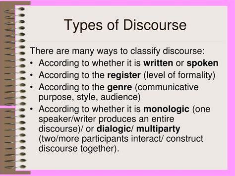 types of spoken discourse