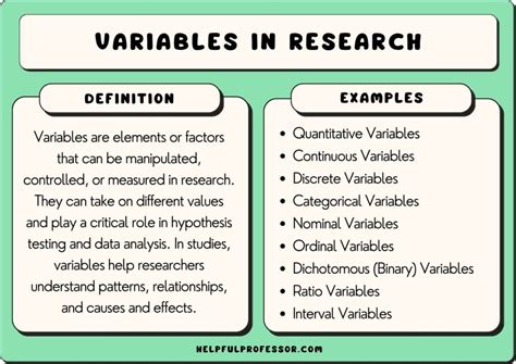 types of variables in quantitative research