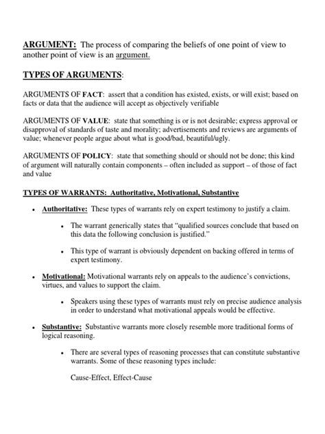 types of warrants in arguments