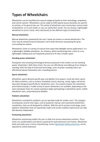 Types Of Wheelchair Ppt