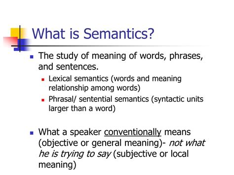 types of word meaning in semantics