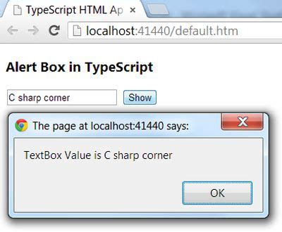 Typescript Alert Box