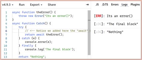 typescript async await catch error