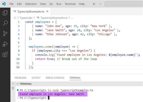 typescript foreach loop break
