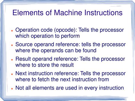 typical elements of machine instruction
