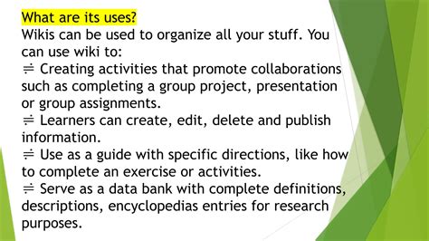 typical uses of wikis include