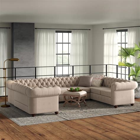 U Shaped Tufted Sectional Sofa